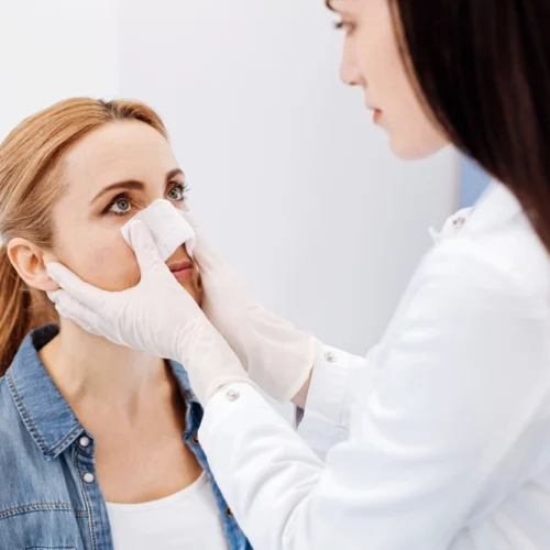 Secondary septum surgery of the nose due to drug use