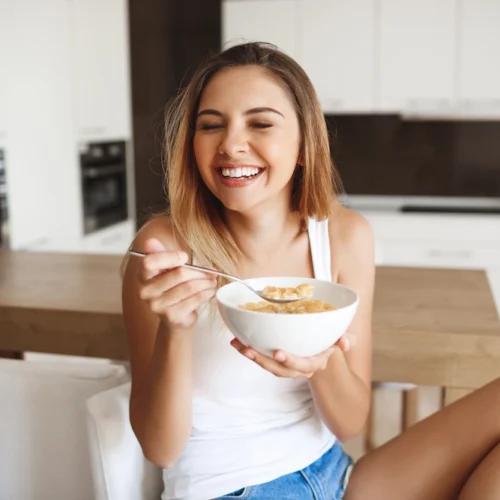 Girl eating cereal